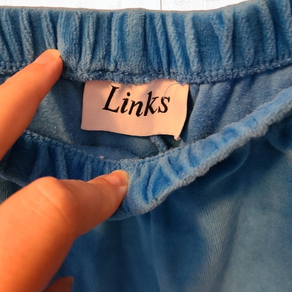 Blue Velvety 2pc Set w/ Sparkly Snowflakes by Links - Picture 7 of 9